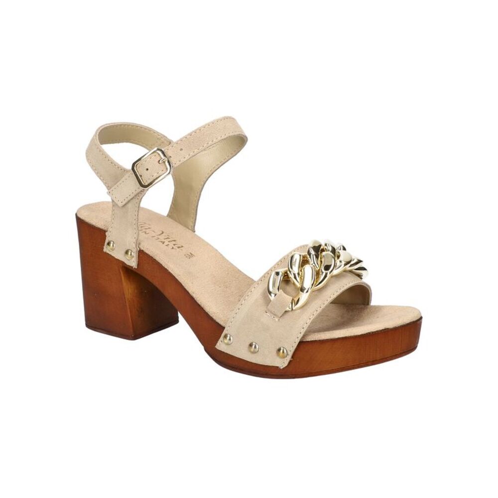 BELLA VITA Womens Beige Chain Van-italy Almond Flare Heeled Sandal 10 WW
